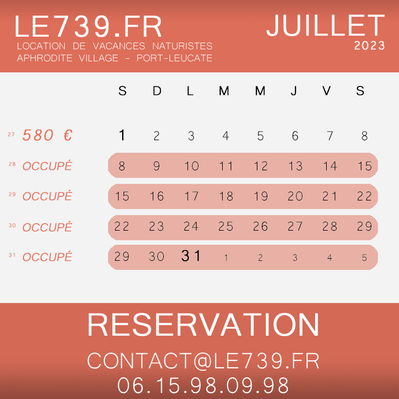 Reservation 739 juillet 2023