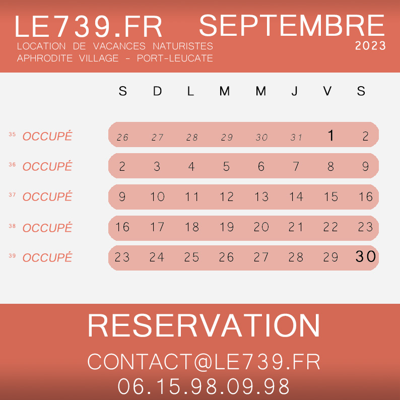 Reservation 739 septembre 2023